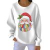Patchwork Santa Casual Print Christmas Pit Striped Sweatshirt 2