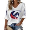 Patriots Football Casual Print Waffle Long Sleeve T-Shirt