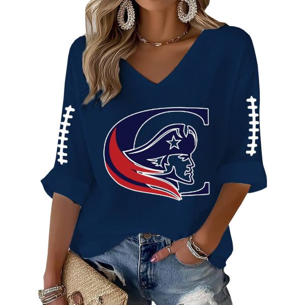 Patriots Football Casual Print Waffle Long Sleeve T Shirt 2