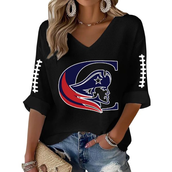 Patriots Football Casual Print Waffle Long Sleeve T Shirt 3
