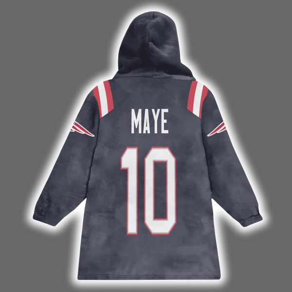 Patriots Go Pats Drake Maye 10 Blanket Hoodie 3