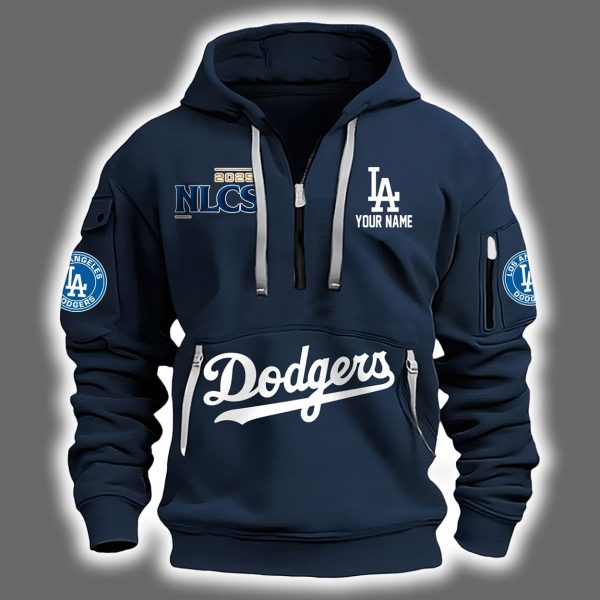 Personalized Dodgers 2025 NLCS Quarter Zip Hoodie 3