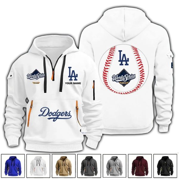 Personalized Dodgers World Series 2025 Quarter Zip Hoodie