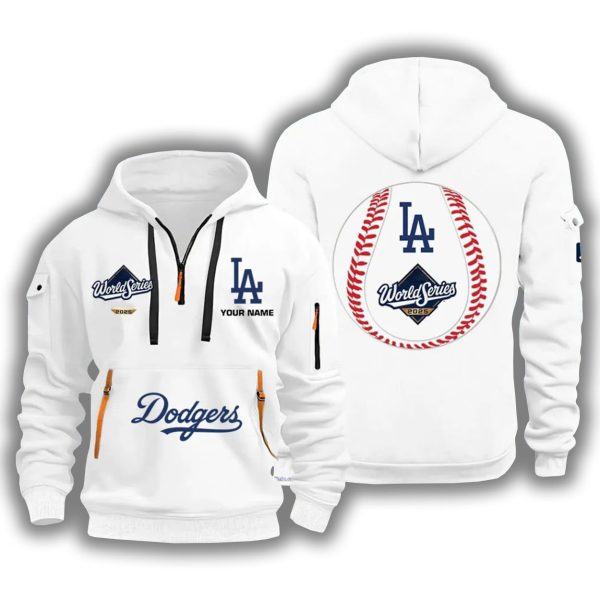 Personalized Dodgers World Series 2025 Quarter Zip Hoodie 2