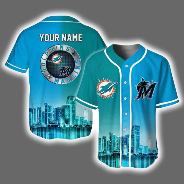 Personalized Dolphins x Marlins Skyline Jersey