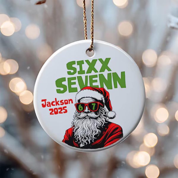 Personalized Santan 6 7 Six Seven 2025 Ceramic Ornament 2