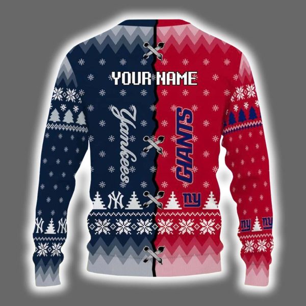 Personalized Yankees x Giants Ugly Christmas Sweater 3