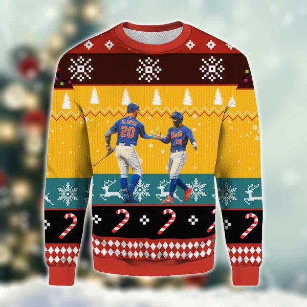 Pete Alonso and Francisco Lindor Mets Ugly Christmas Sweater 2