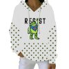 Portland Frog Resist Print Ribbed Pit Striped Hoodie