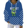 Portland Frog Resist Print Ribbed Pit Striped Hoodie