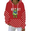 Portland Frog Resist Print Ribbed Pit Striped Hoodie