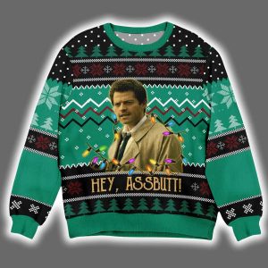 Supernatural Misha Collins Castiel Hey Assbutt Ugly Christmas Sweater
