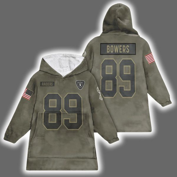 Raiders Brock Bowers 89 Salute to Service Blanket Hoodie