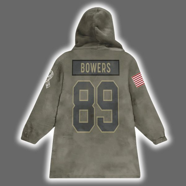 Raiders Brock Bowers 89 Salute to Service Blanket Hoodie 3