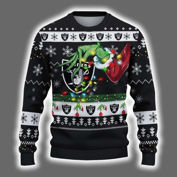 Raiders Grnch Hand Ugly Christmas Sweater 2