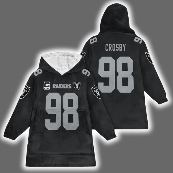 Raiders Maxx Crosby 98 Captain Blanket Hoodie