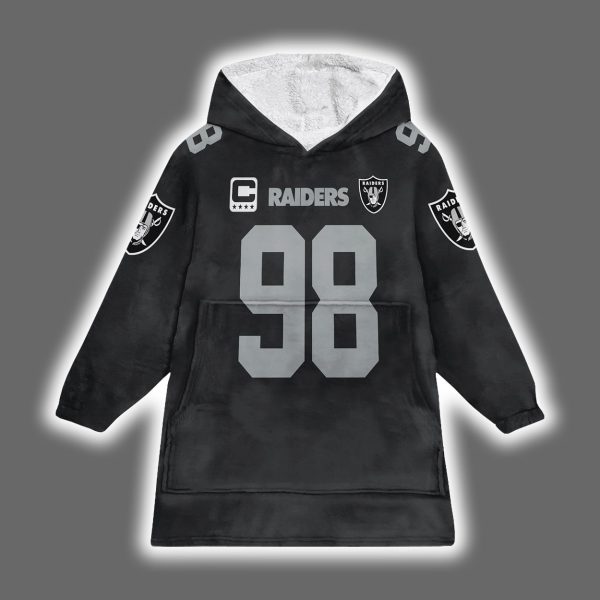 Raiders Maxx Crosby 98 Captain Blanket Hoodie 2