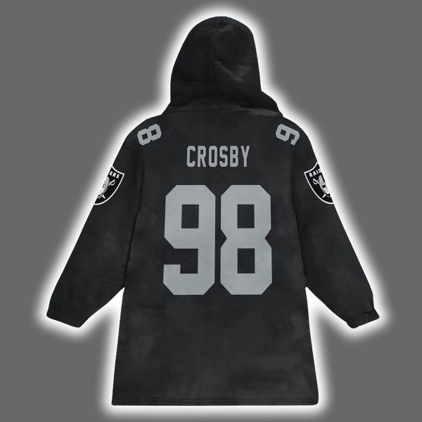 Raiders Maxx Crosby 98 Captain Blanket Hoodie 3