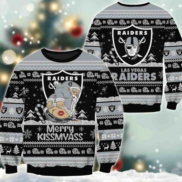 Raiders Merry Kissmyass Santa Claus Ugly Christmas Sweater 2