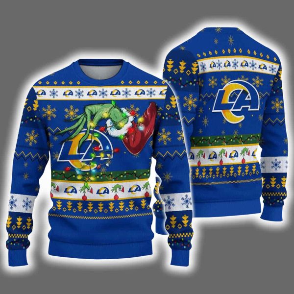Rams Grnch Hand Ugly Christmas Sweater