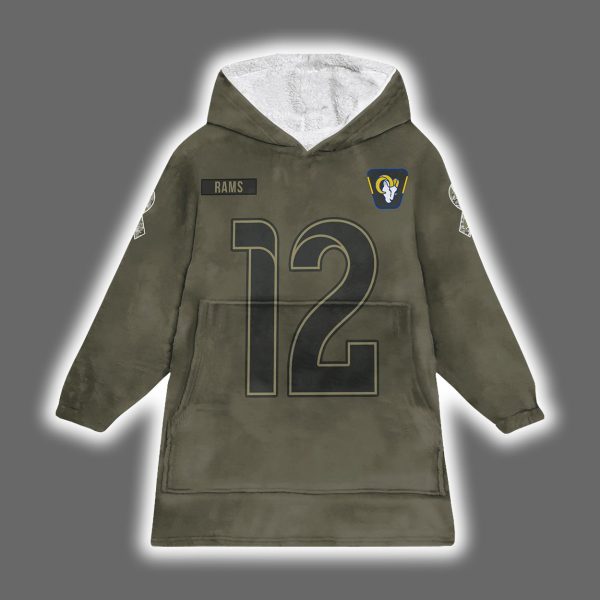 Rams Puka Nacua 12 Salute to Service Blanket Hoodie 2