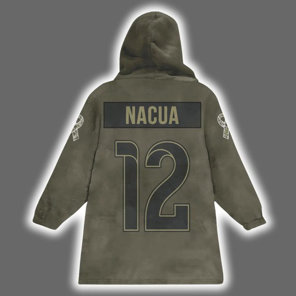 Rams Puka Nacua 12 Salute to Service Blanket Hoodie 3