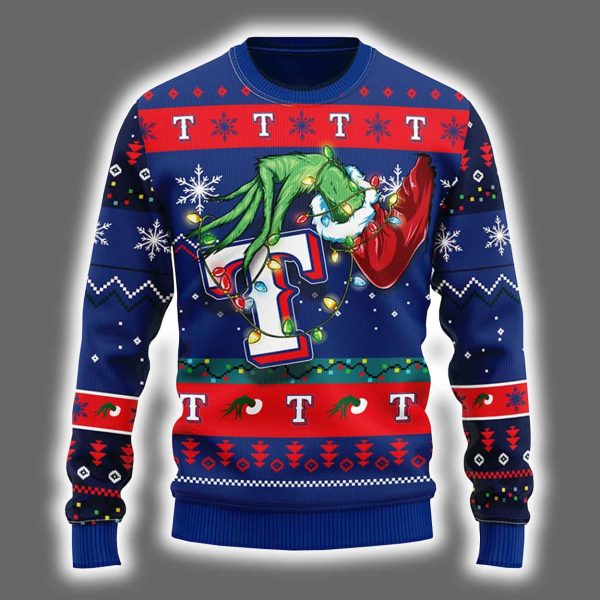 Rangers Grnch Hand Ugly Christmas Sweater 2