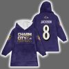 Ravens Charm City Football Lamar Jackson 8 Blanket Hoodie
