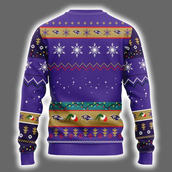 Ravens Grnch Hand Ugly Christmas Sweater 3