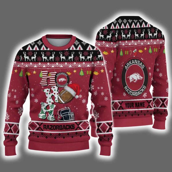 Razorbacks Football HO HO HO Ugly Christmas Sweater