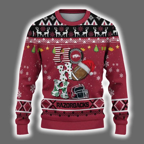 Razorbacks Football HO HO HO Ugly Christmas Sweater 2