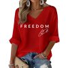 Red Freedom Charlie Kirk Signature Print Waffle Long Sleeve T-Shirt