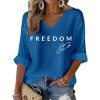Red Freedom Charlie Kirk Signature Print Waffle Long Sleeve T Shirt 2
