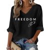 Red Freedom Charlie Kirk Signature Print Waffle Long Sleeve T Shirt 4