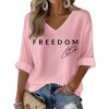 Red Freedom Charlie Kirk Signature Print Waffle Long Sleeve T Shirt 5