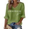 Red Freedom Charlie Kirk Signature Print Waffle Long Sleeve T Shirt 6