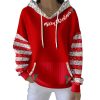 Red Merry Christmas Holly Round-Neck Pit Striped Hoodie