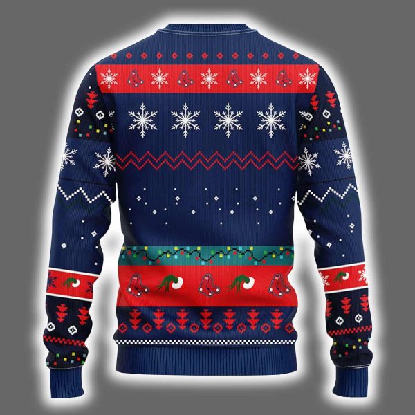 Red Sox Grnch Hand Ugly Christmas Sweater 3