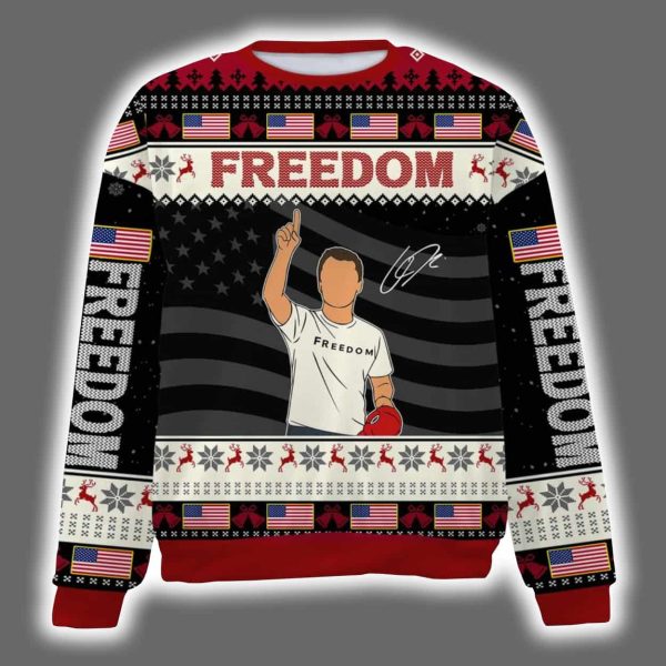Rest In Peace Charlie Kirk Freedom Signature Ugly Christmas Sweater