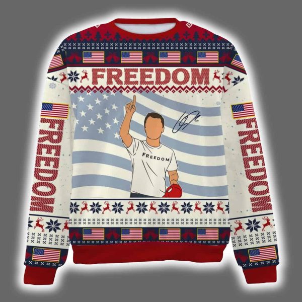 Rest In Peace Charlie Kirk Freedom Signature Ugly Christmas Sweater 3