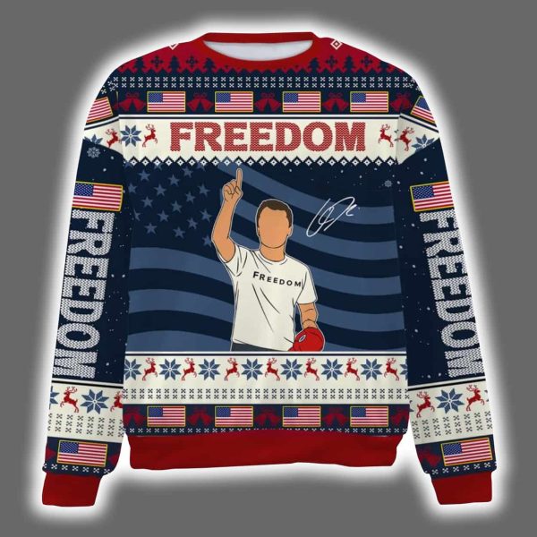 Rest In Peace Charlie Kirk Freedom Signature Ugly Christmas Sweater 4