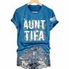 Retro Aunt Tifa Floral Print T-Shirt