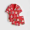 Retro Coquette Christmas Satin Pajama Set