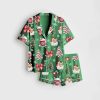 Retro Coquette Christmas Satin Pajama Set 3
