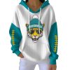 Retro Jacksonville Football Print Ribbed Pit Striped Hoodie
