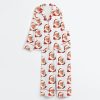 Retro Santa Christmas Blowing Bubble Satin Pajama Set 3