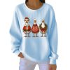 Retro Santa Goose Print Round Neck Christmas Pit Striped Sweatshirt 5