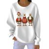 Retro Santa Goose Print Round Neck Christmas Pit Striped Sweatshirt 6