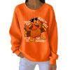 Retro Thanksgiving Turkey Print Round Neck Ribbed Sweatshirt