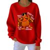 Retro Thanksgiving Turkey Print Round Neck Ribbed Sweatshirt 4